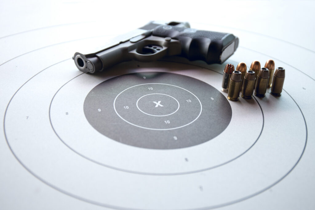 Bullseye target with pistol